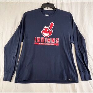 Cleveland Indians Long Sleeve T Shirt Mens XL MLB Baseball‎ Navy Blue